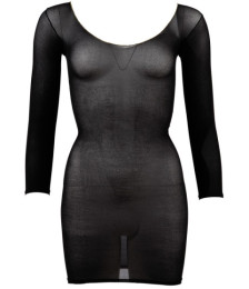 Robe en résille noire transparente, manches longues 